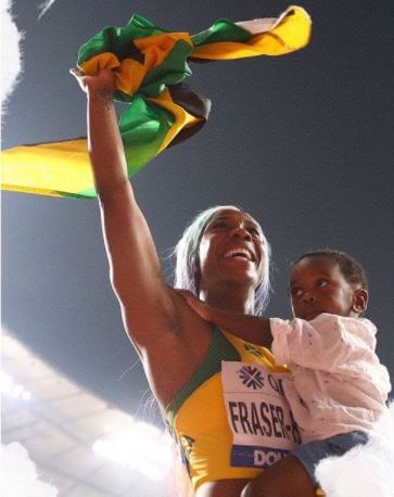 Maxine Simpson daughter Shelly-Ann Fraser-Pryce and grandson.